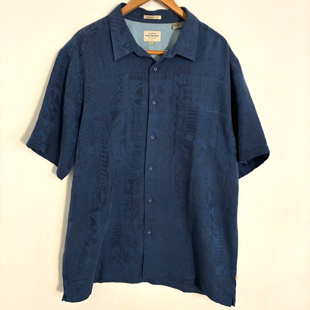 Quiksilver Waterman Collection Comfort‎ Fit Shirt Mens XXL Hawaiian Tribal Camp